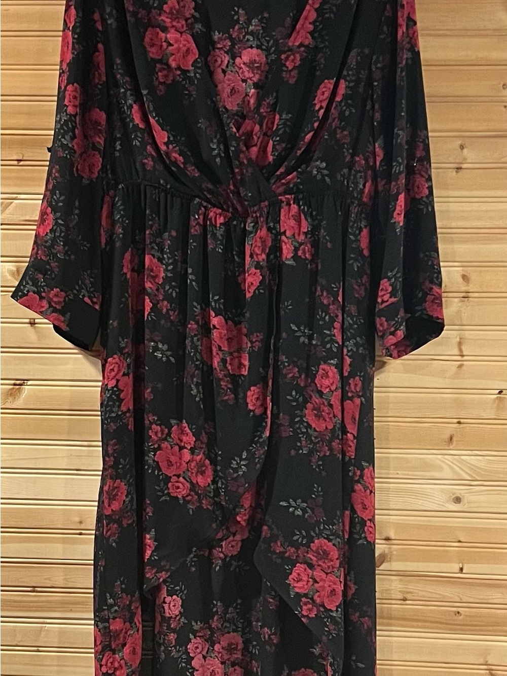 torrid Black Maxi Dress with Pink Floral Print